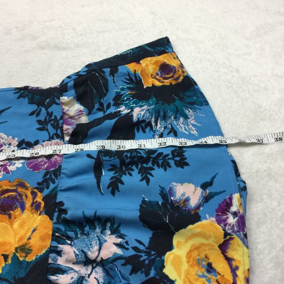 Halogen Shift Dress Size S Womans Blue Button Back Ruffle Hem Floral Print - Picture 8 of 12